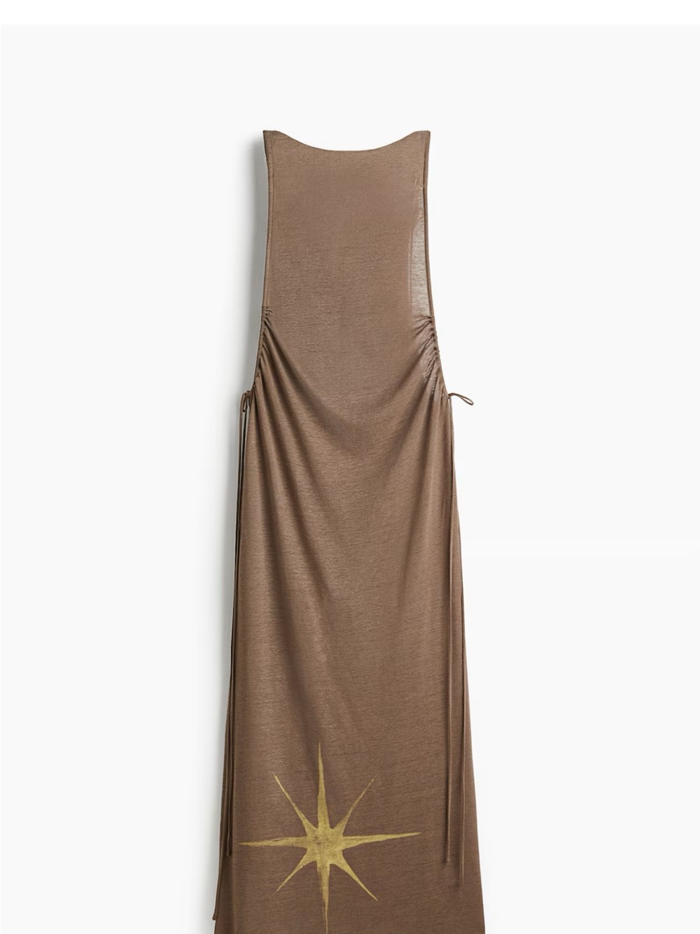 Mia Regan H&M Taupe Maxi Dress with Gold Star Print, M